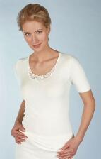 Medima Classic Damen-Hemd 1/4 Arm mit Spitze 20% Angora weiß